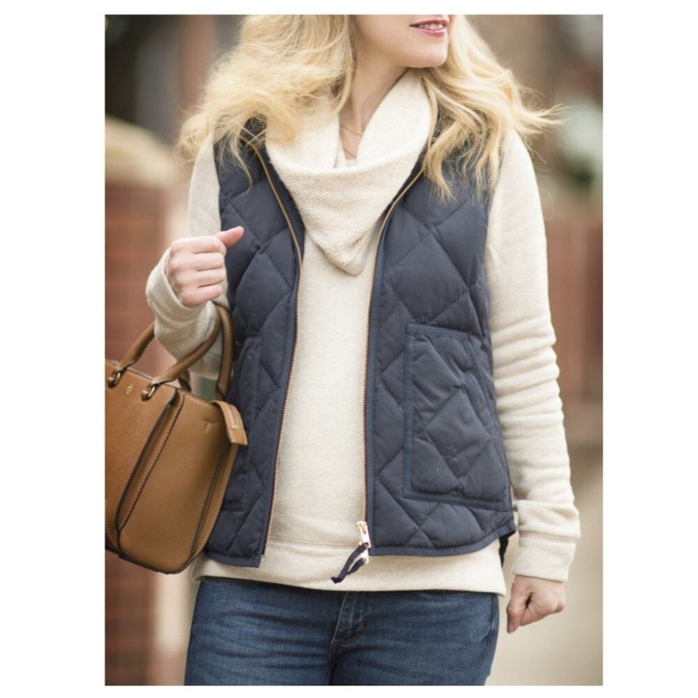 J.Crew Women's Quilted Puffer Vest Dark Navy Size S